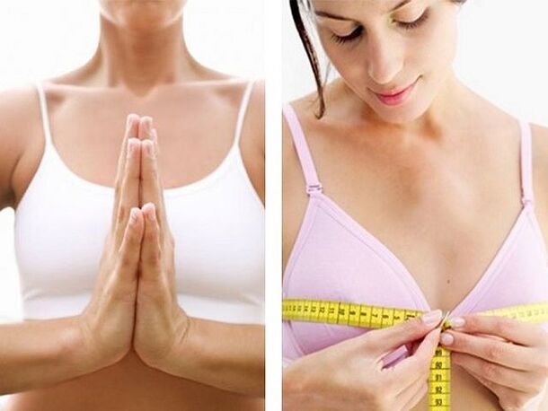 medição dos seios e exercícios para aumentá-los